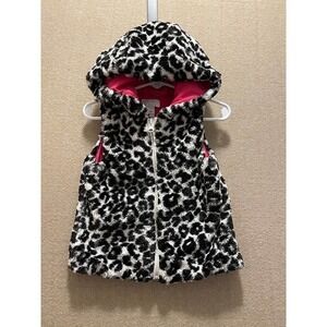 est 1989 Place Fur Vest Girls 2T Black and White hooded